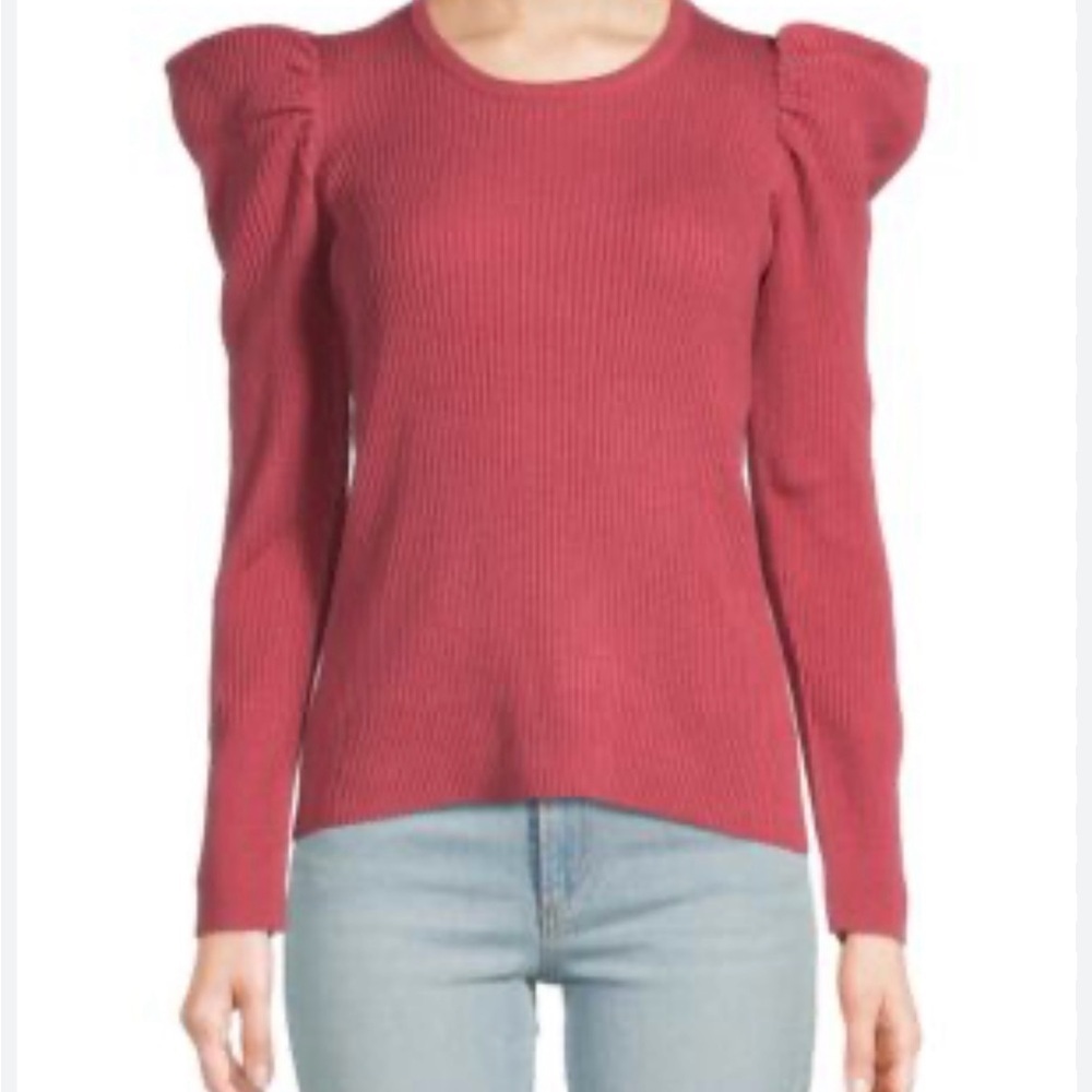 Joe’s Jeans NWOT, Puff Sleeve Ribbed Soft Luxury Top, Slater Rose, Size XL